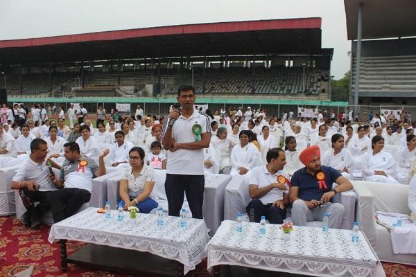 Hundreds of people practiced yoga during various events celebrating International Yoga Day