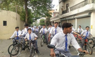 Students celebrate World Environment Day with a bicycle rally