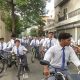 Students celebrate World Environment Day with a bicycle rally