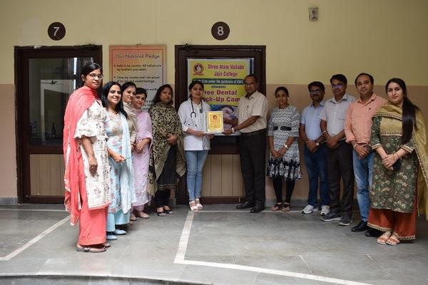 Free dental check-up camp for staff and students at Sri Atam Vallabh Jain College