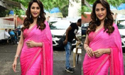 Madhuri Dixit's pictures came out, looking very beautiful in a pink saree