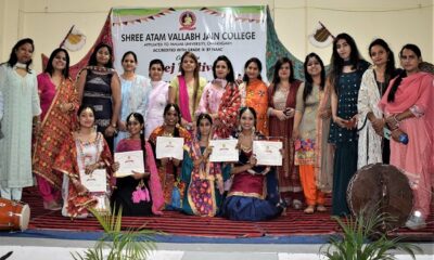 The traditional festival of Teej was celebrated in Sri Atam Vallabh Jain College