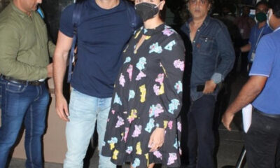 Alia was spotted at the airport with husband Ranbir, Hasina looked cool in a teddy-printed black dress