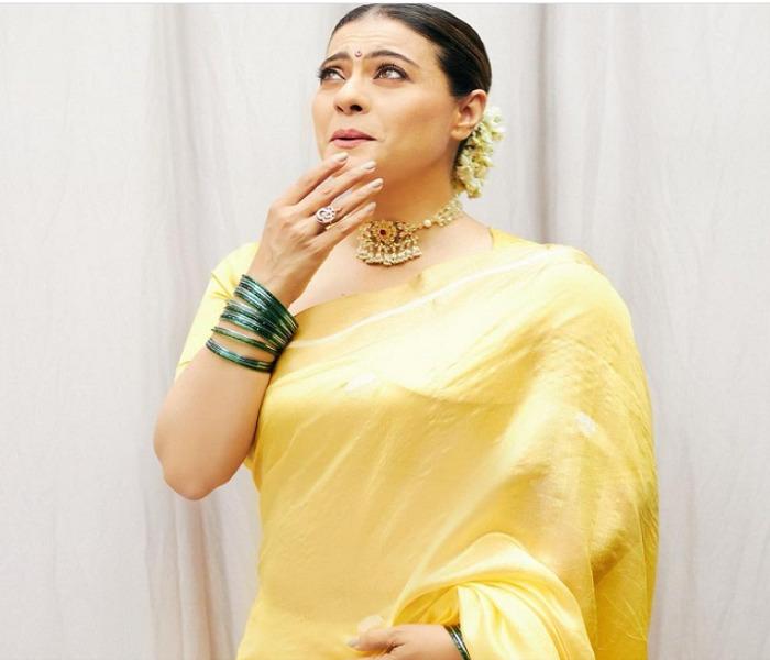 Actress Kajol showed a bubbly style in the pictures, looking glamorous in a yellow saree.
