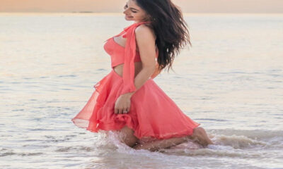 Mouni Roy was seen in a red dress on the beach, posing in a cool style