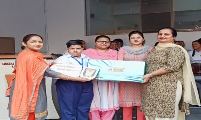 Radhwinder Singh, a student of Nankana School, won the second place in the painting competition