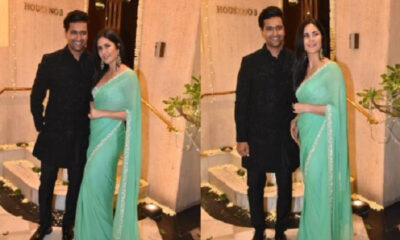 Katrina reached the Diwali party holding her husband Vicky's hand, the couple was enjoying a traditional look.