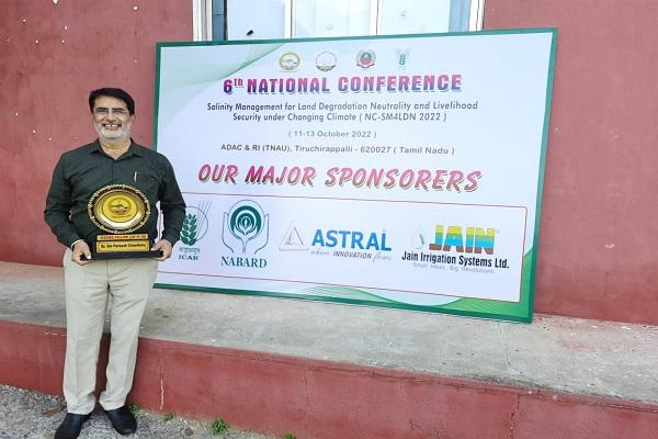PAU Geologist Dr. OP Chaudhary received recognition at the national level