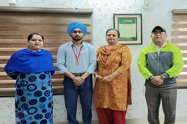 The player of Nankana Sahib School won the first place in the district level wrestling competition