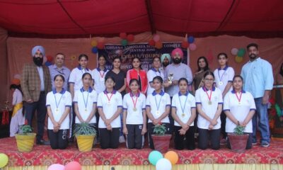 The female students of Guru Gobind Singh Public School played in a volleyball match