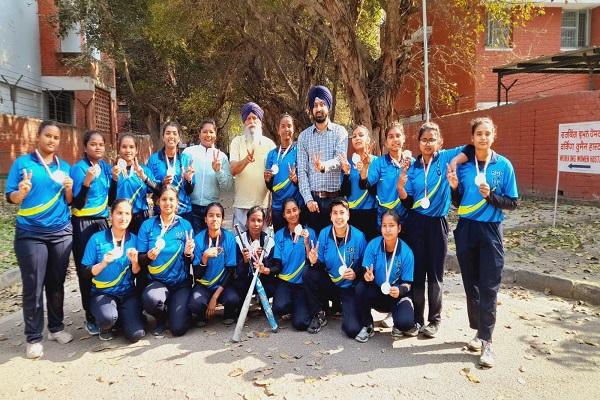 The softball team of Ramgarhia Girls College won the silver medal