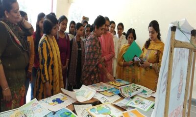 Poster making competition organized at Khalsa College for Women regarding water conservation