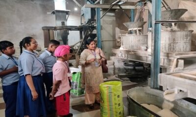 A visit to the flour mill by the children of the inclusive wing of 'Drishti' school