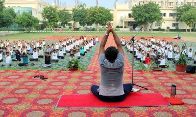 A camp organized to give yoga training on the occasion of International Yoga Day