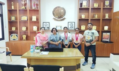 Government college players won medals in senior district swimming championship