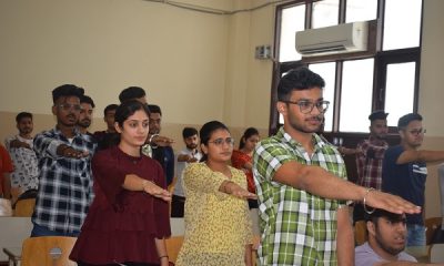 National Sports Day was celebrated by taking Fit India oath at Sri Atam Vallabh Jain College