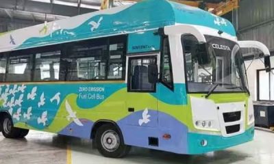 The country's first 'air-water' powered bus has been launched