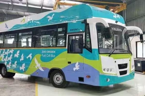 The country's first 'air-water' powered bus has been launched