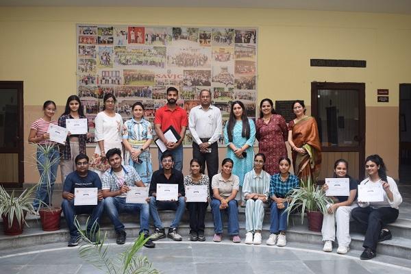 Salad making competition dedicated to Nutrition Fortnight at Sri Atam Vallabh Jain College